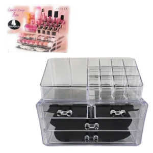 Cosmetic Storage Box Transparent Sliding Makeup Storage Box 4 Drawer Makeup Box