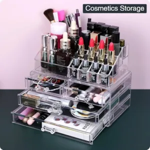 Cosmetic Storage Box Transparent Sliding Makeup Storage Box 4 Drawer Makeup Box