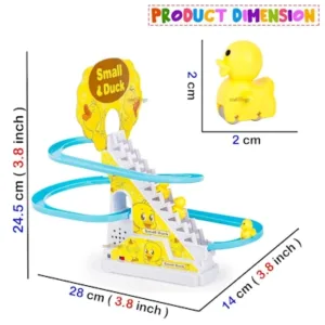 Duck Slide Toy Set, Funny Automatic Stair-Climbing Ducklings Cartoon Race Track Set Little Lovely Penguins Slide Toy Escalator Toy with Lights and Music (Duck)