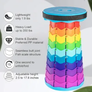 Outdoor Portable Rainbow folding chair Adjustable Telescopic Stool
