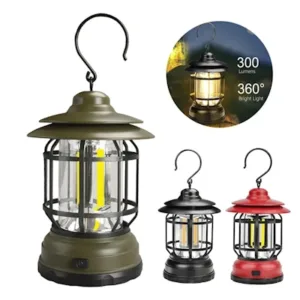 Camping Lantern, LED Lantern, Outdoor Battery Camping Lamp, Dimmable, Rechargeable, Type C, IPX4 Lantern, Battery Operated for Outdoor, Hiking, Fishing, Small Family Garden