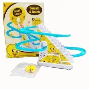 Duck Slide Toy Set, Funny Automatic Stair-Climbing Ducklings Cartoon Race Track Set with Lights and Music (Duck) Small Duck