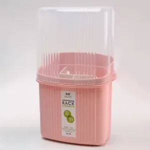 5 Component Plastic Wall Mounted Kitchen Utensil Storage Organizer Drain Basket Tableware Drying Holder Cutlery Rack with Lid