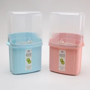 5 Component Plastic Wall Mounted Kitchen Utensil Storage Organizer Drain Basket Tableware Drying Holder Cutlery Rack with Lid