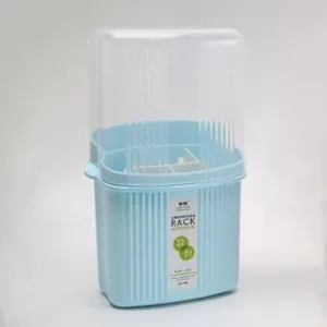 5 Component Plastic Wall Mounted Kitchen Utensil Storage Organizer Drain Basket Tableware Drying Holder Cutlery Rack with Lid