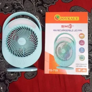 JOYKALY YG-719 Rechargeable 2400mAh Lithium Battery Strong Wind Portable Slim Desk Fan With LED Lamp