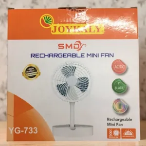 JOYKALY YG-733 AC/DC Rechargeable Lithium Battery Foldable Table Fan With Light