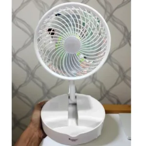 JOYKALY YG-733 AC/DC Rechargeable Lithium Battery Foldable Table Fan With Light