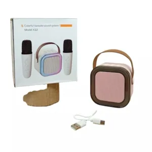 K12 Wireless Rechargeable Karaoke Mic with 2 Speakers for Singing | Wireless Mini Portable Bluetooth Speaker with Microphone and LED Lights.