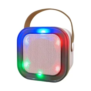 K12 Wireless Rechargeable Karaoke Mic with 2 Speakers for Singing | Wireless Mini Portable Bluetooth Speaker with Microphone and LED Lights.