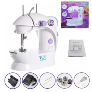 VOF CGSM202 PP Materials Mini Sewing Machine – Dual Speed Portable Mini Electric Pedal Double Threads Rewind Swing Machine