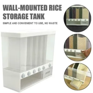 Wall Mounted Food Dispenser Whole Grains Rice Bucket Large Capacity 6-Grid Storage Dry Food Dispenser Storage Box For Home and Kitchen
