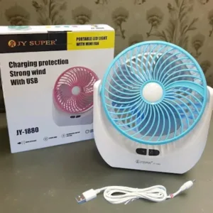 JY Super lithium rechargeable mini table fan with LED light - JY-1880